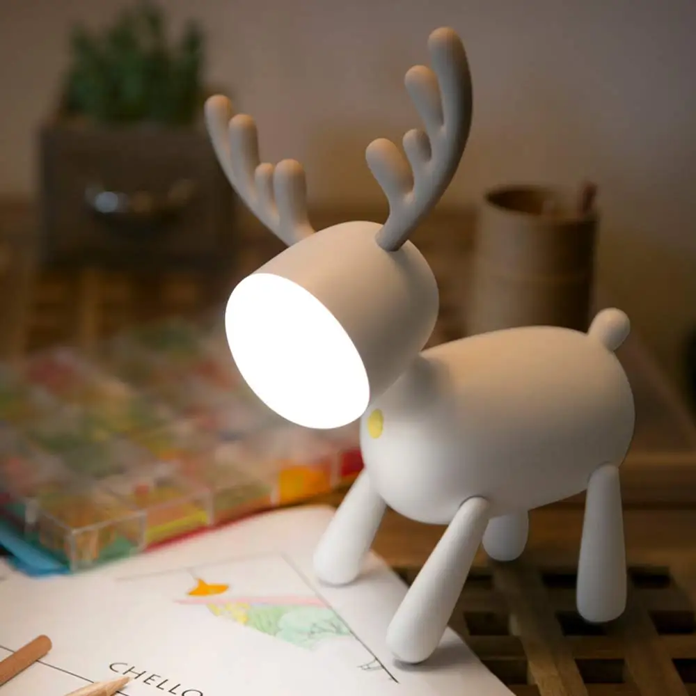 Unique Deer Mood Night Light USB Charging Table Lamp Timing Function 360 Degree Rotation
