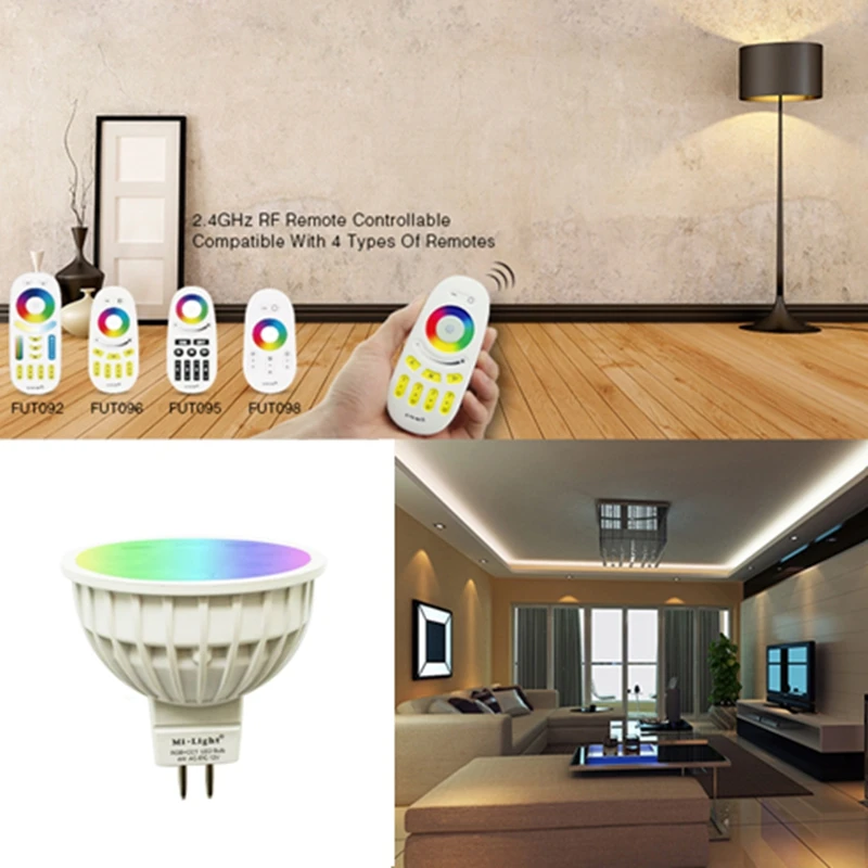 Milight 4W MR16 spot light DC12V 2.4G Wireless Dimmable Led Bulb RGB+CCT Led Spotlight