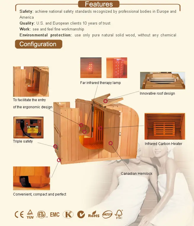 Far Infrared Half Body Sauna For 1 Person GW-01H4