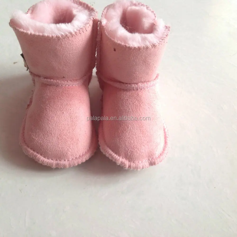 

Wholesale New Leopard Gain Solid Colors Baby Girl Winter Snow Boots Suede Leather Baby Moccasins Shoes One Fur Boots, Shown as in pictures