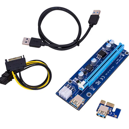 

new version 009s 1x- 16x pci e express 6pin extender usb 3.0 pci-e x16 riser card