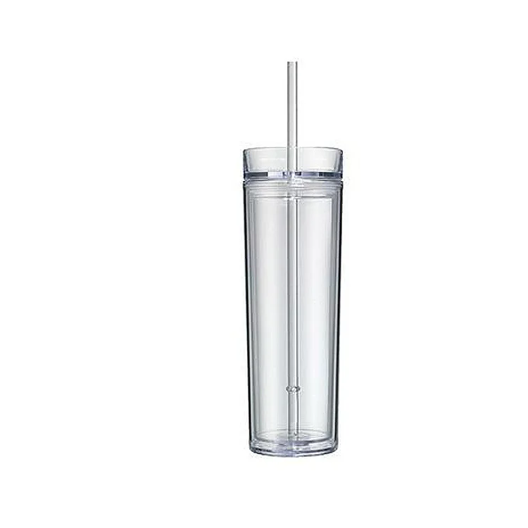 

16 oz water tumbler double wall tumbler acrylic skinny colorful tumbler with straws Plastic tumblers bottles