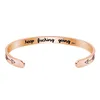 Keep Going with Arrow Custom Logo Engraved Men Women Flat Stainless Steel Cuff Bangle Bracelet
