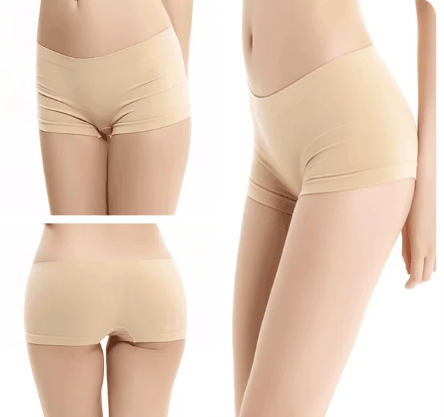 Women seamless solid plain super stretchy boxer briefs