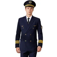 

USA airplane pilot uniform for captain long sleeve shirt suit overall costume ariline men's pilot uniform