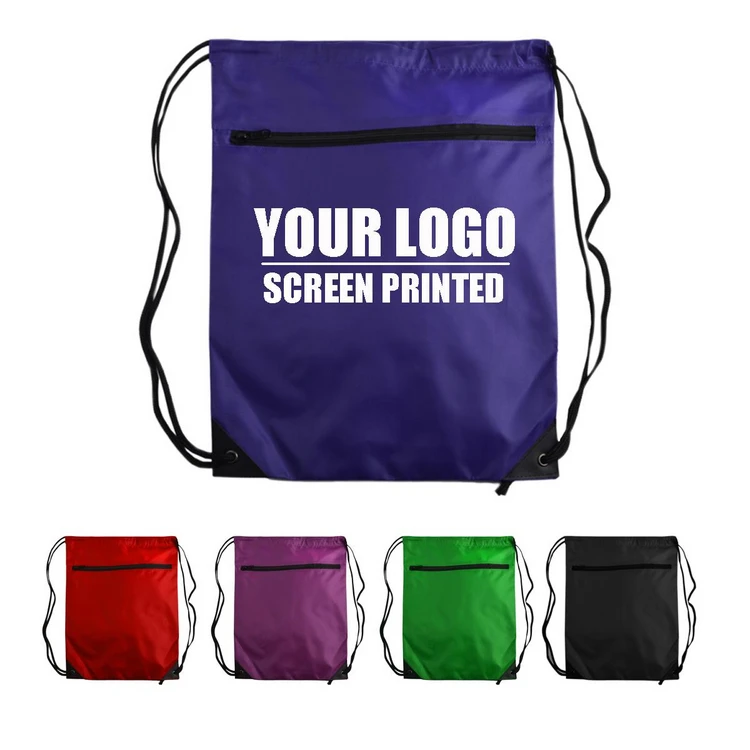 Customized Sports Drawstring Backpack With Zipper