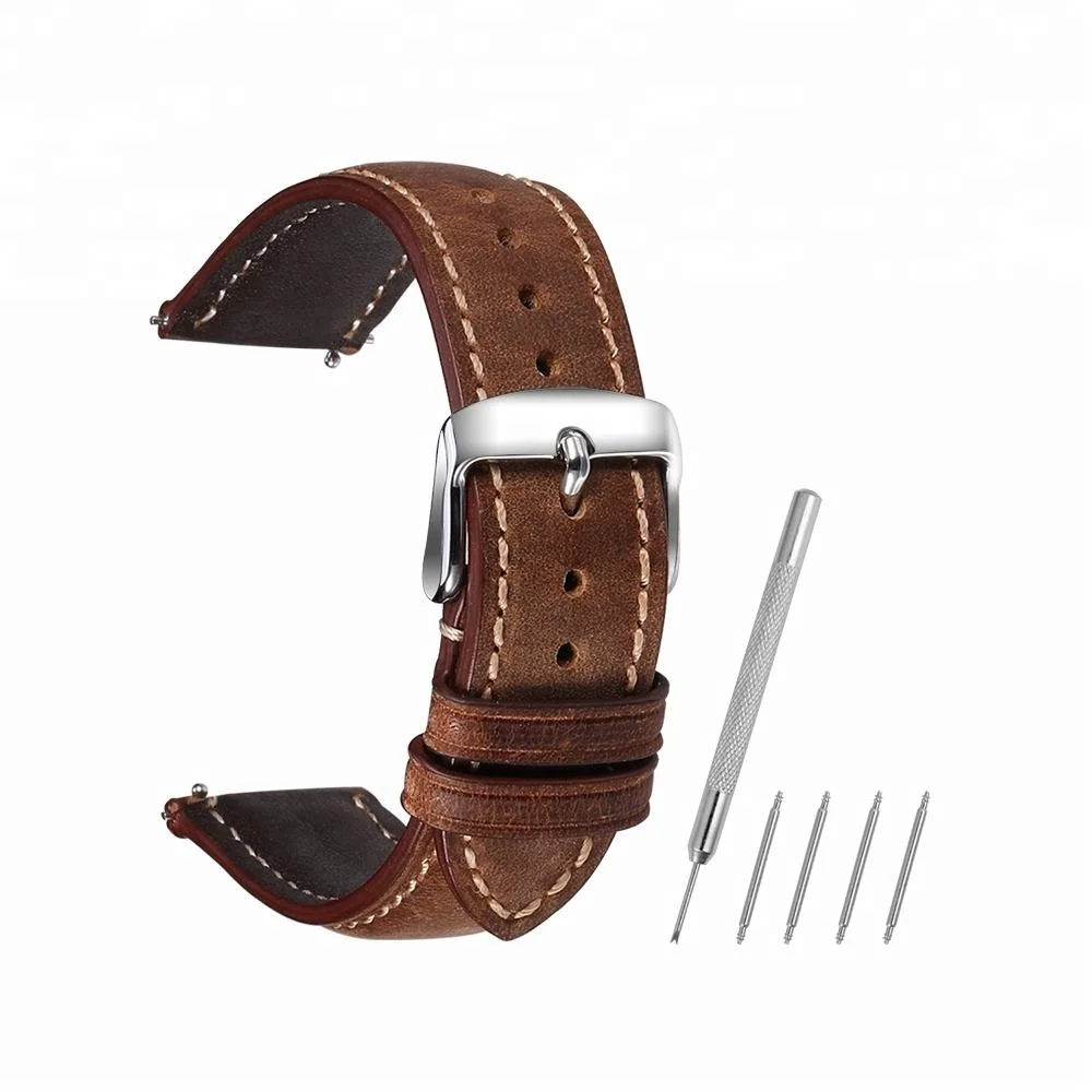 

New Brown Italican Vintage Calf Leather Bands with quick release Wristband Watch Band Watch Strap