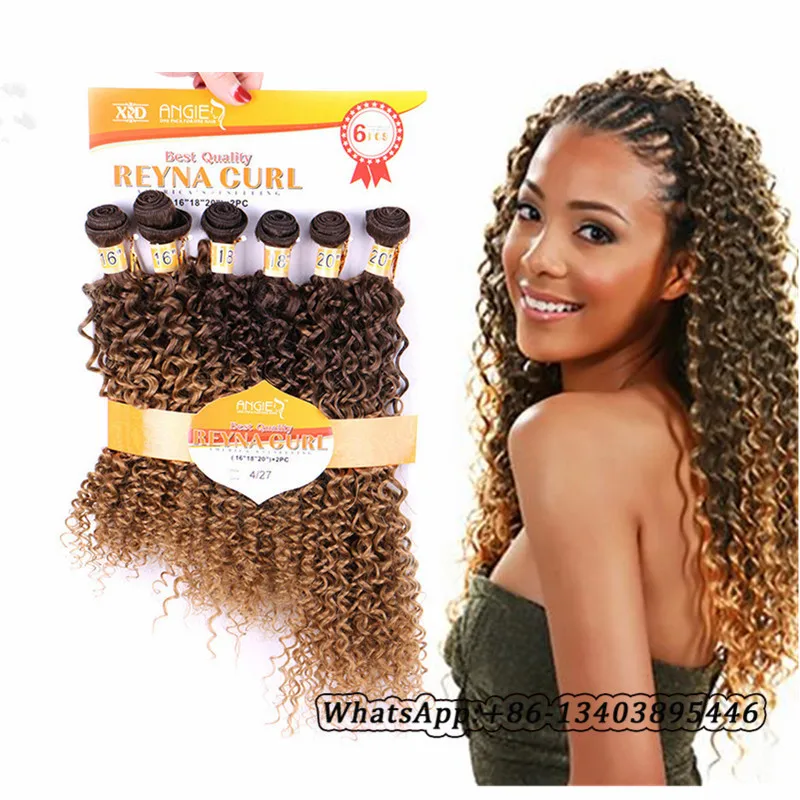 Wholesale Synthetic Blonde Kinky Curly Hair Weave 230grams