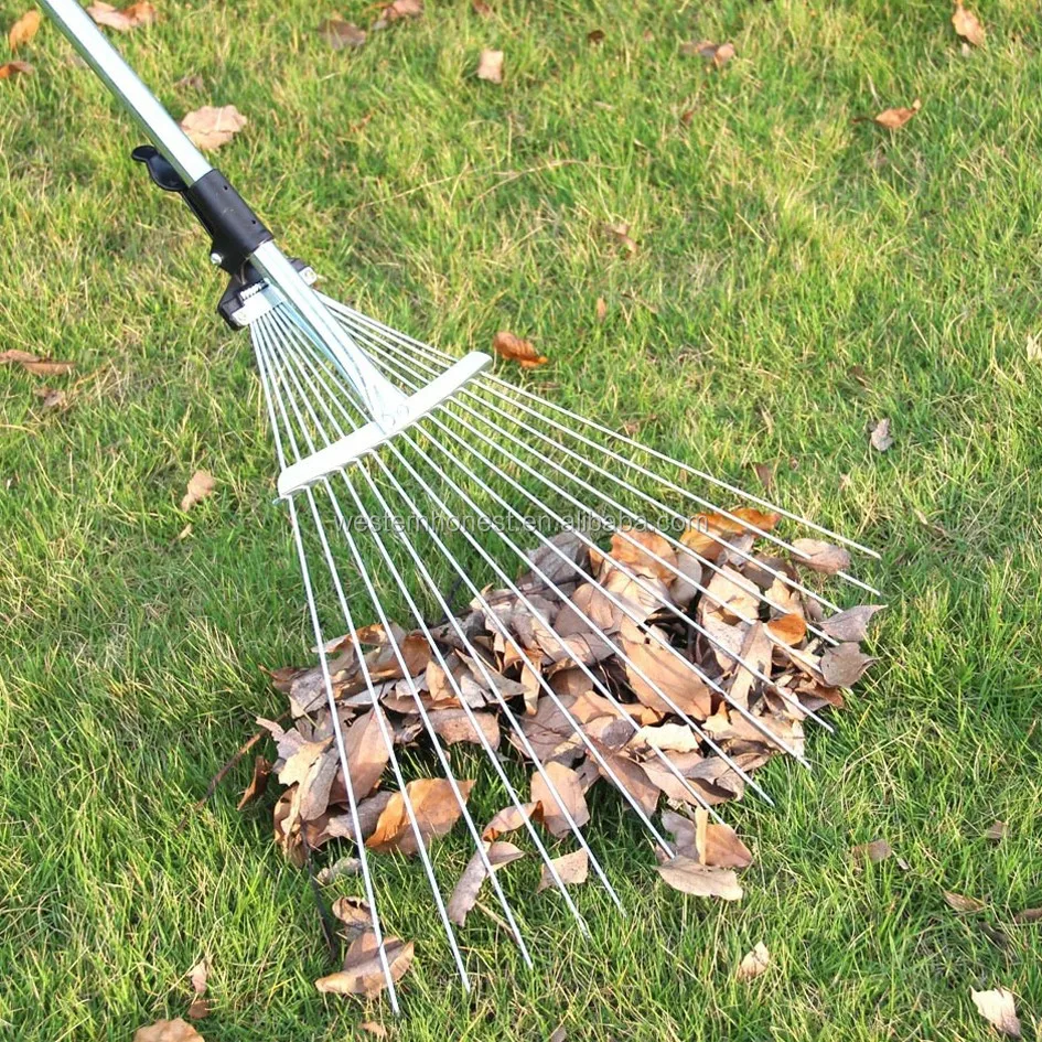 15 Teeth Aluminum Extendable Garden Harrow Rake/ Pitchfork,Adjustable