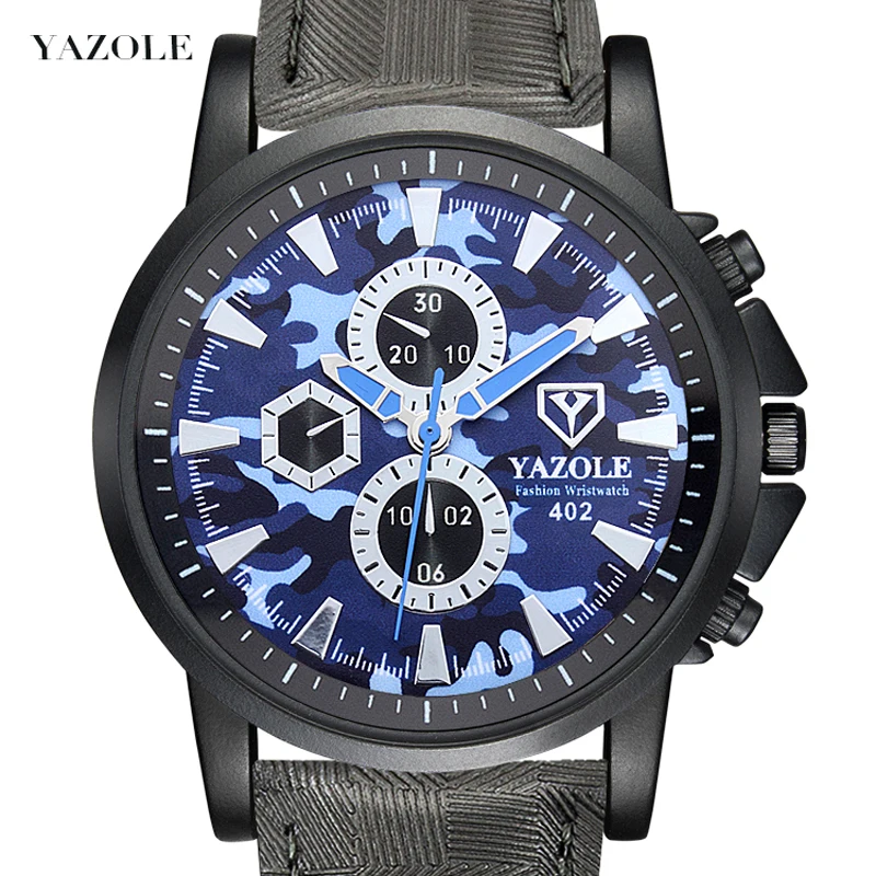 

Yazole Z 402 New Arrival Men Watch Big Dial Camouflage Style Fashion Watch for Men, Black dial black strap;black dial brown strap...