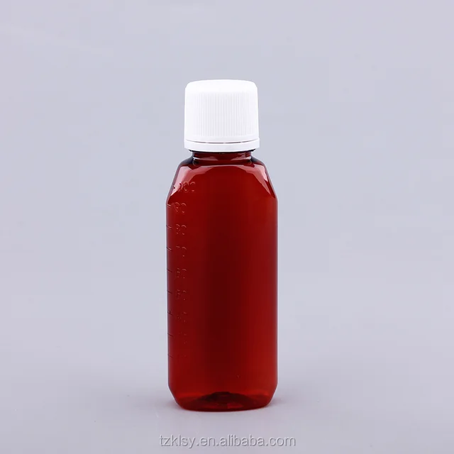 100ml medical pet amber plastic bottles cough syrup bottle for