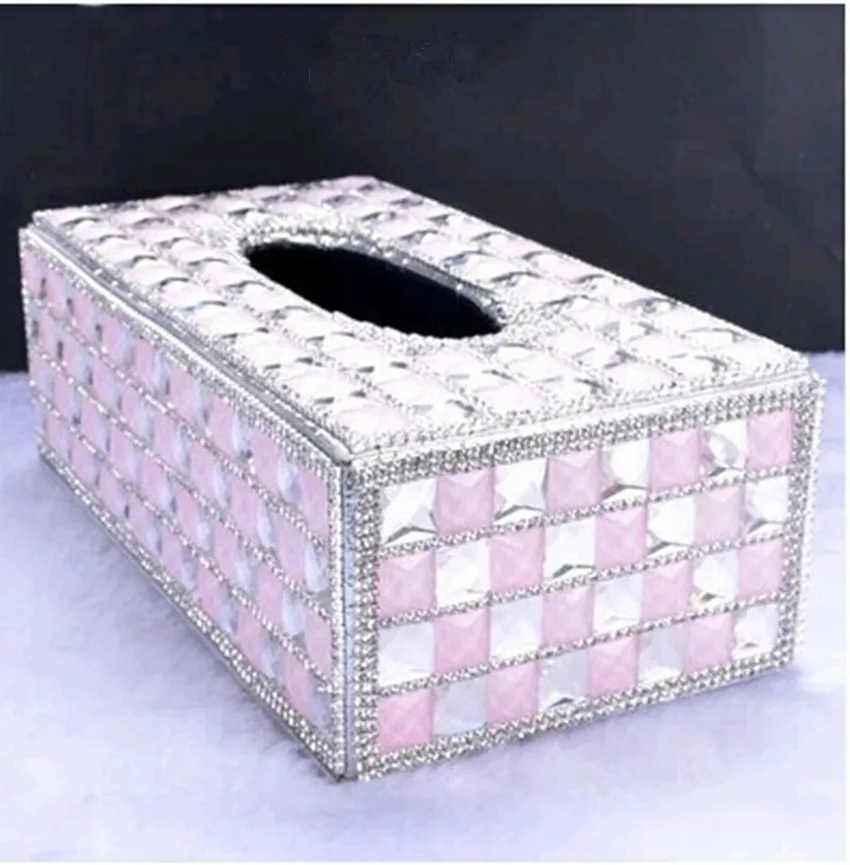 Crystal Tissue Cover Box Case Holder For Home Office Car Automotive