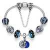 2019 Wholesale Bracelet Qings 925 Sterling Silver Plated Black and Blue Crystal Bracelets For Pandora Style