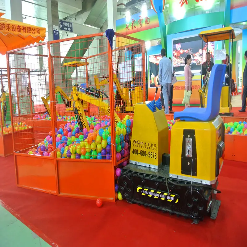 

VEKAIN high quality coin operated amusement park ride equipment kids ride on toy children excavator, Yellow