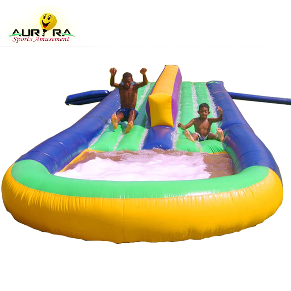 

10m double lane inflatable water slide garden inflatable jumping slip n slide game double Water Slide, Customized