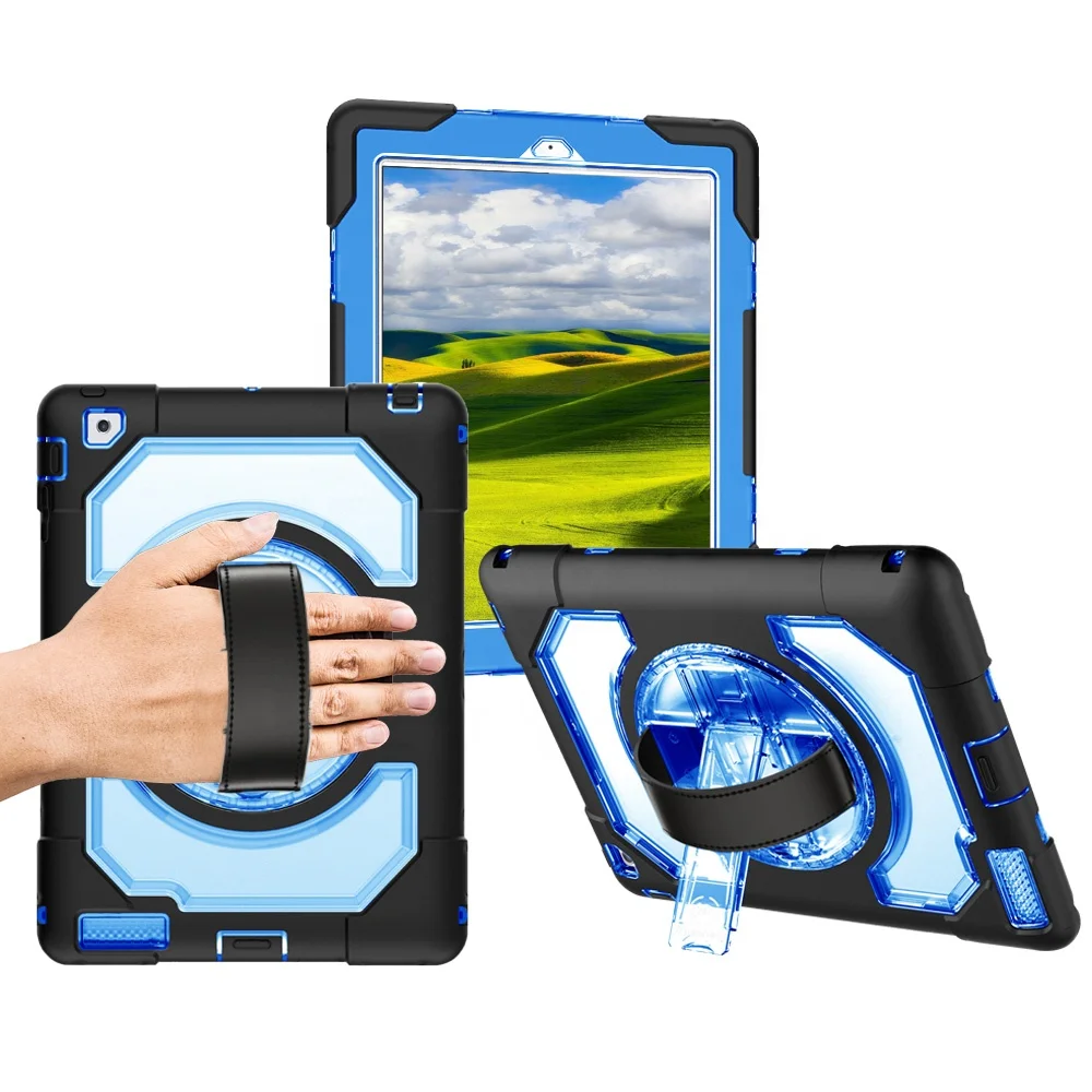 

wholesale Kids safe armor shock proof tablet case full cover for iPad 4, Black;transparent;blue;rose red;purple;golden