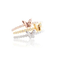 

18K gold plated gold ring butterfly design 925 sterling silver jewelry silver ring