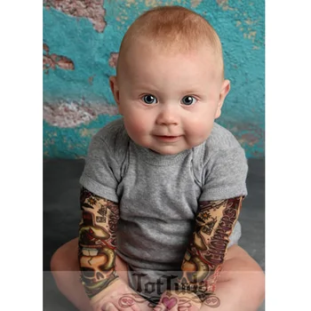 Newborn Baby Boy Tattoo Printed Long Sleeve Patchwork Romper Autumn Bodysuit   eBay