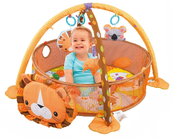 3 In 1 Lion Eco Friendly Baby Activity Play Gym Mat With Sides