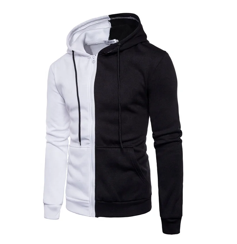 

M-3XL Hot Selling Custom Logo Patchwork Full Zip Up Men Pullover Hoodies Sweatshirts 2022