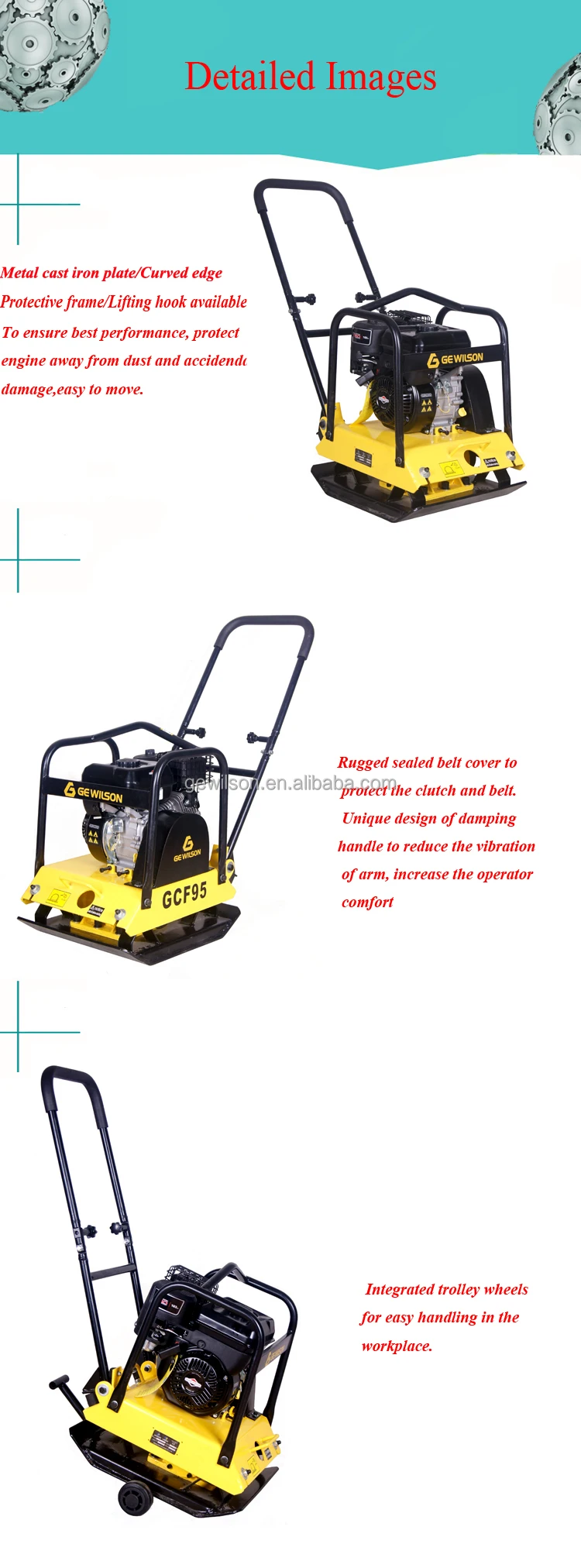 GEWILSON Plate Compactor - 30 Cm Compaction Depth