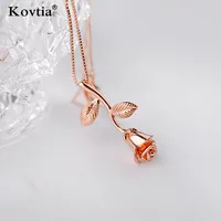 

Newest Design Choker Necklace Plated Real Gold Necklace Rose Flower Pendant Jewelry Wholesale Price