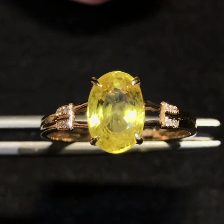 

wholesale trendy luxury oval yellow sapphire natural gemstone ring 18k gold fine jewelry