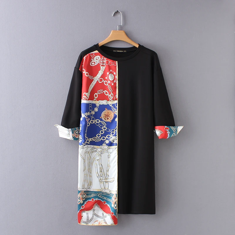 

Good quality fashion patchwork long sleeve women casual dress spring summer clothing, N/a