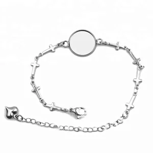 High Quality 12mm 14mm 16mm 18mm 20mm Stainless Steel Cross Bangle Base Bracelet Blank Findings Tray Bezel Setting Cameo