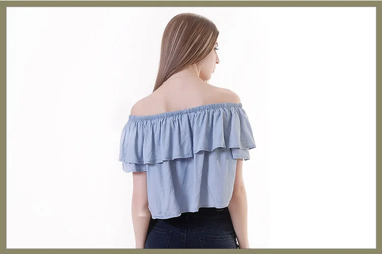 Ruffled neck custom trendy sexy short fashion european young women clothing