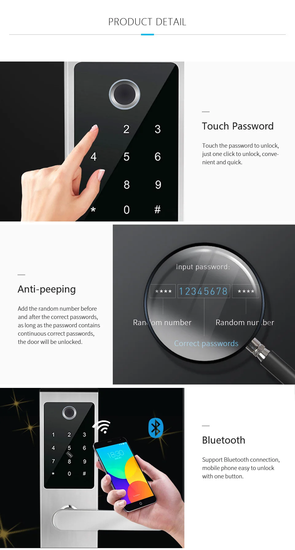 Stainless Steel Security Electronic Smart Biometric Fingerprint Door ...