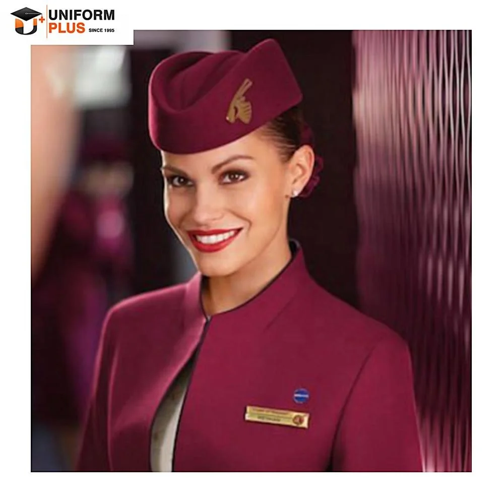 
Custom fashion qatar airways airline stewardess uniform design 