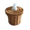 Factory wholesale handmade knitting house restaurant hotel using round woven tissue box with lid
