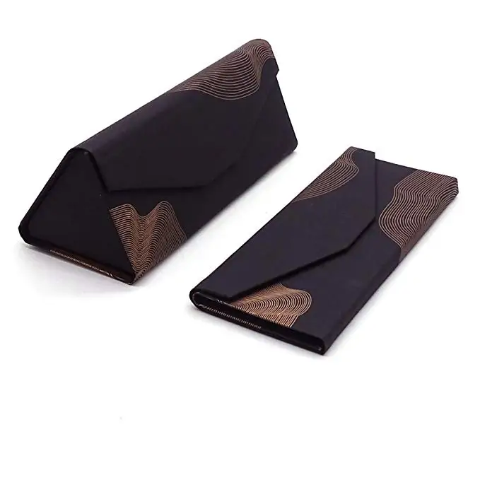 

High quality PU leather folding reading glasses storage case with magnetic button, Black,blue,brown,blue,etc.
