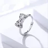 Platinum-Plated bowknot cz stone 100% 925 sterling silver gold wedding ring