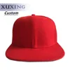 Custom 6 Panel Red Plain adjustable flat brim snapback caps hats