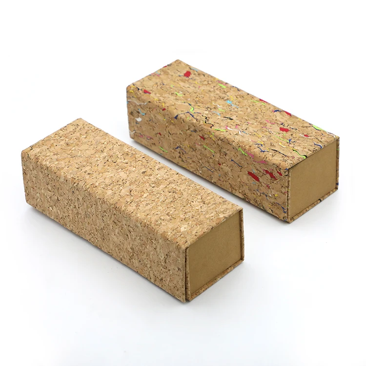 ECO-Friendly Natural Cork Rectangle Oversized Foldable Semi-Hard Custom Sunglasses Case