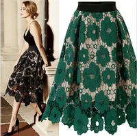 

wholesale 2019 elegant korean hollow out flower skirt midi mesh crochet skirt