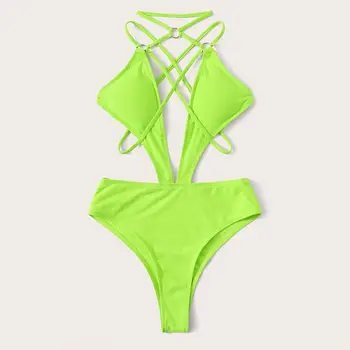 neon green monokini