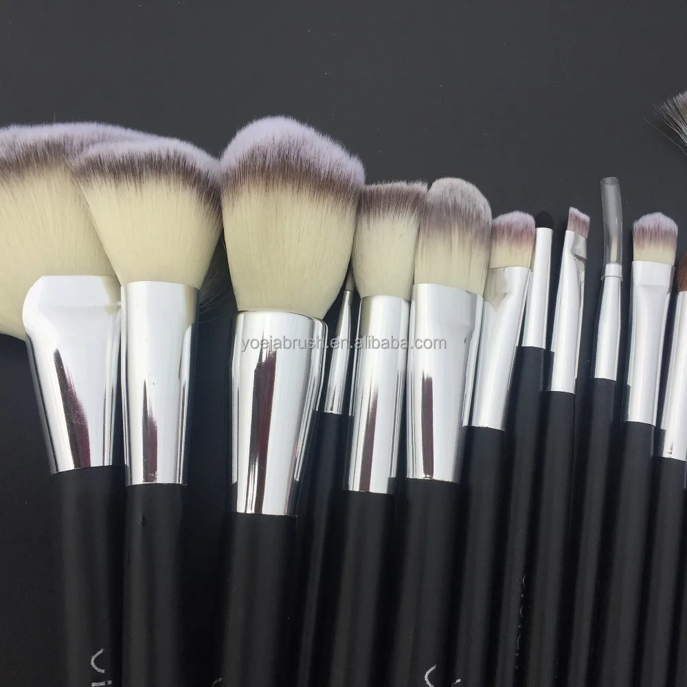 

high quality private label face eye makeup brush set 18pcs with black bag