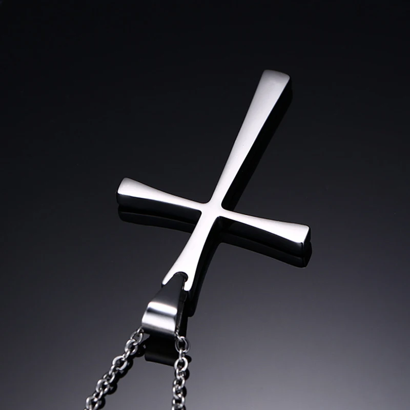 religion jewelry Pendant Necklace Men Stainless Steel Chain simple Jesus Cross Necklaces