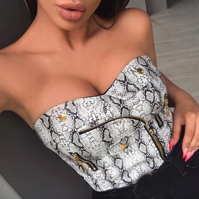 

FS1862A 2019 Latest fashion sexy women snake print tube tops