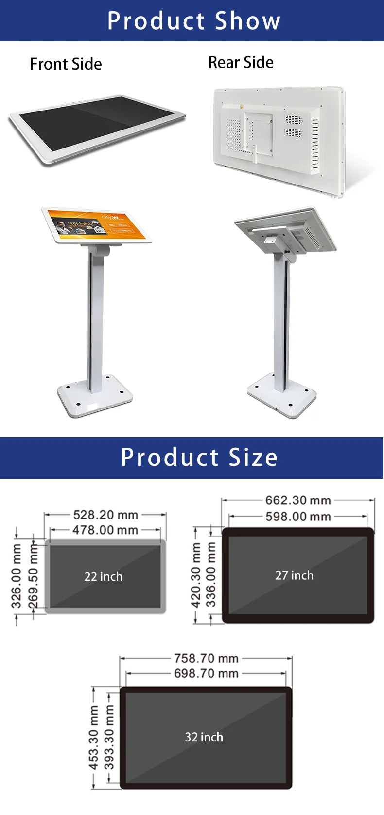 Small wall mount lcd 10 point capacitive touch screen monitor with factory price