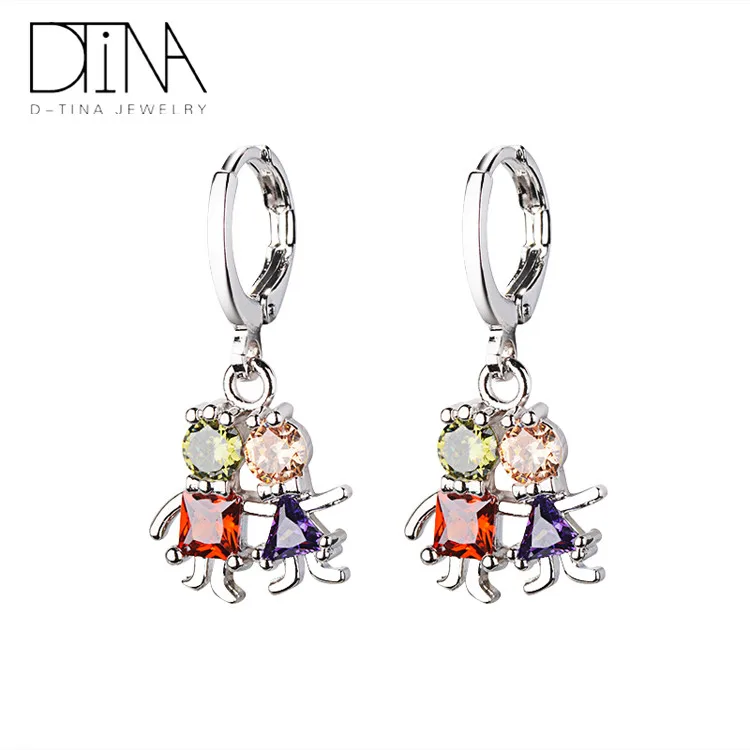 

DTINA Diamond Cute Couple Earrings Jewelry Gift Custom Platinum Plated Earrings For Women