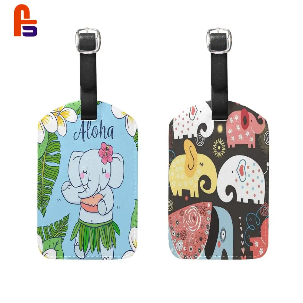 

Elephant Bag Luggage Tag Pack Business Baggage Suitcase Travel PU Label