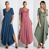 custom made private label clothing Loose fit clothes casual wear v-neck viscose lycra maxi dress women in Vintage Denim