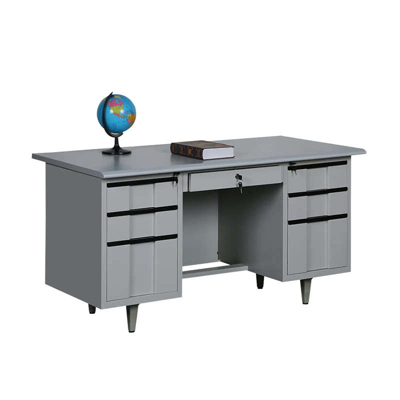 Modern Design Knock Down Steel Office Desk With Drawer Locker Exclusive Furniture Desks