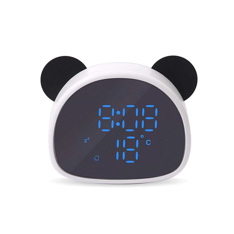 

Recordable Voice Control Table Panda Sunrise Digital Led Alarm Clock, Black-white/pink-white