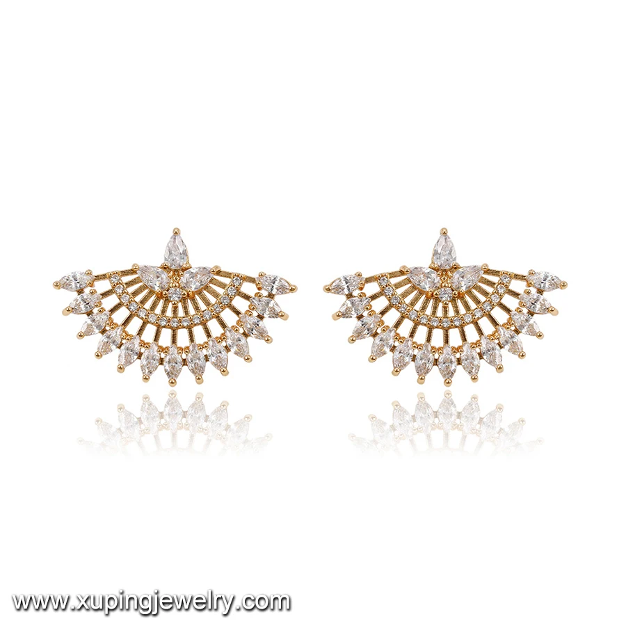 

91884 Xuping luxury design 18k gold color plated fan shape fashion stud earrings