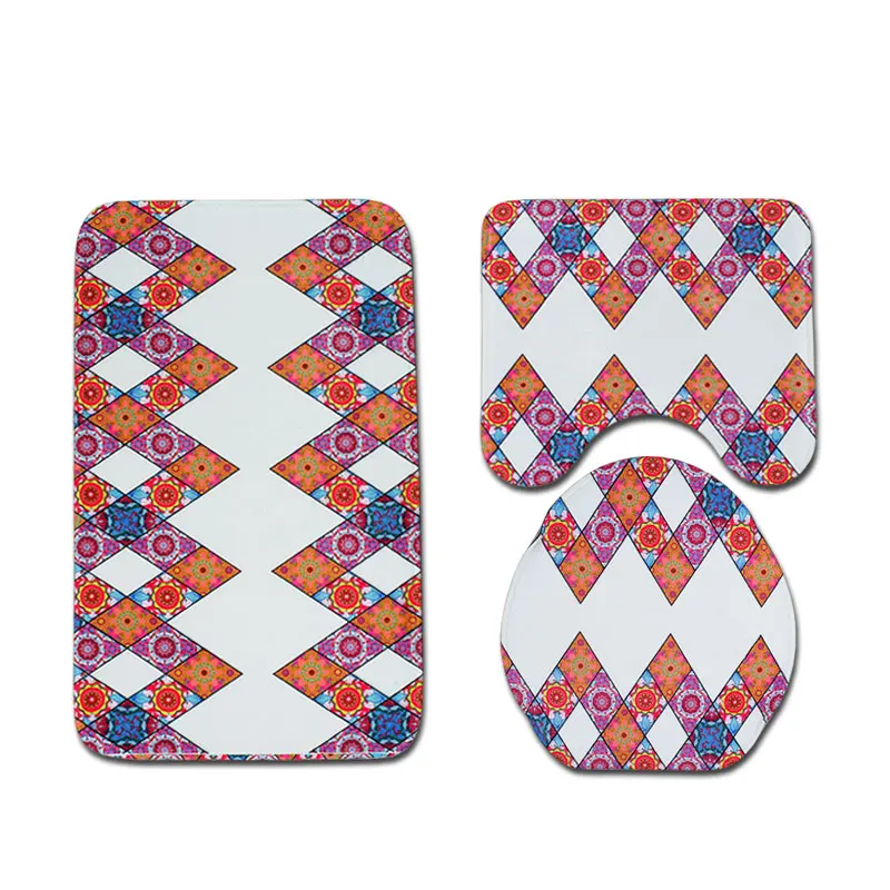 New products Custom print  Anti Slip Bath Mat and Shower Curtain Set